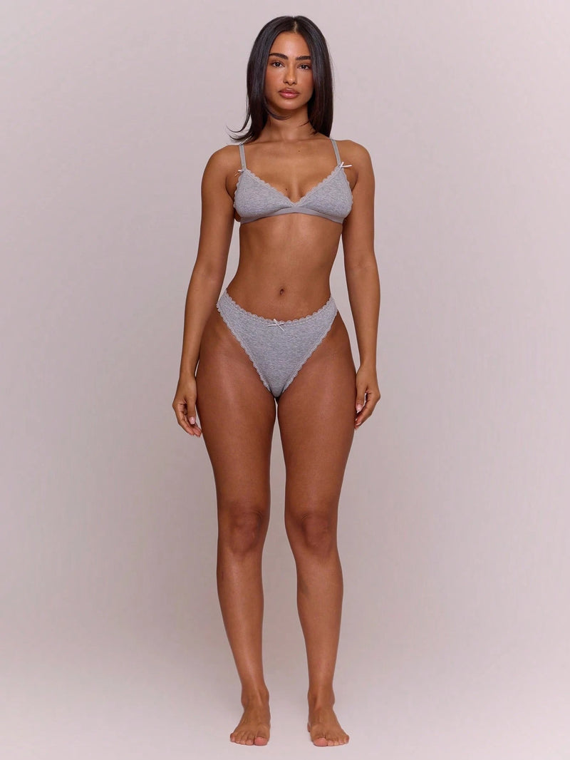 Soft Jersey Triangle Bralette — Grey