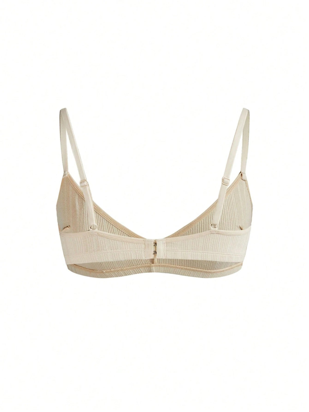 Ribbed Triangle Wireless Bra — Beige