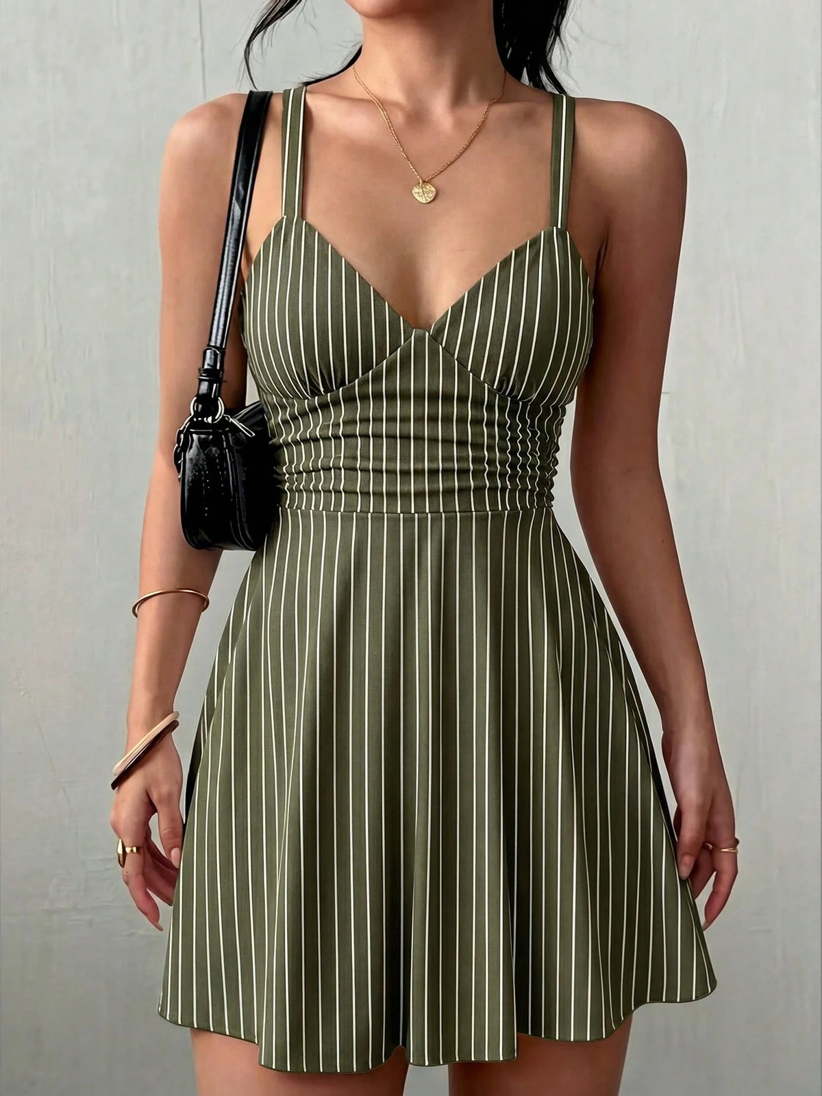 Skater Mini Dress — Green
