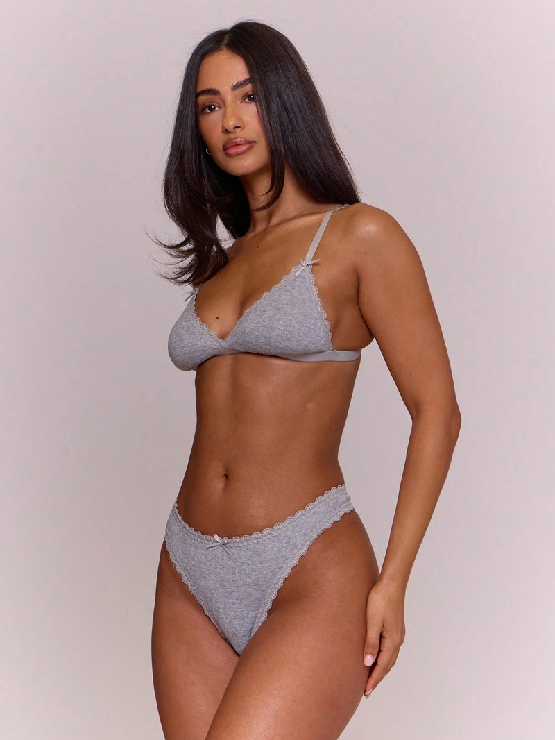 Soft Jersey Triangle Bralette — Grey