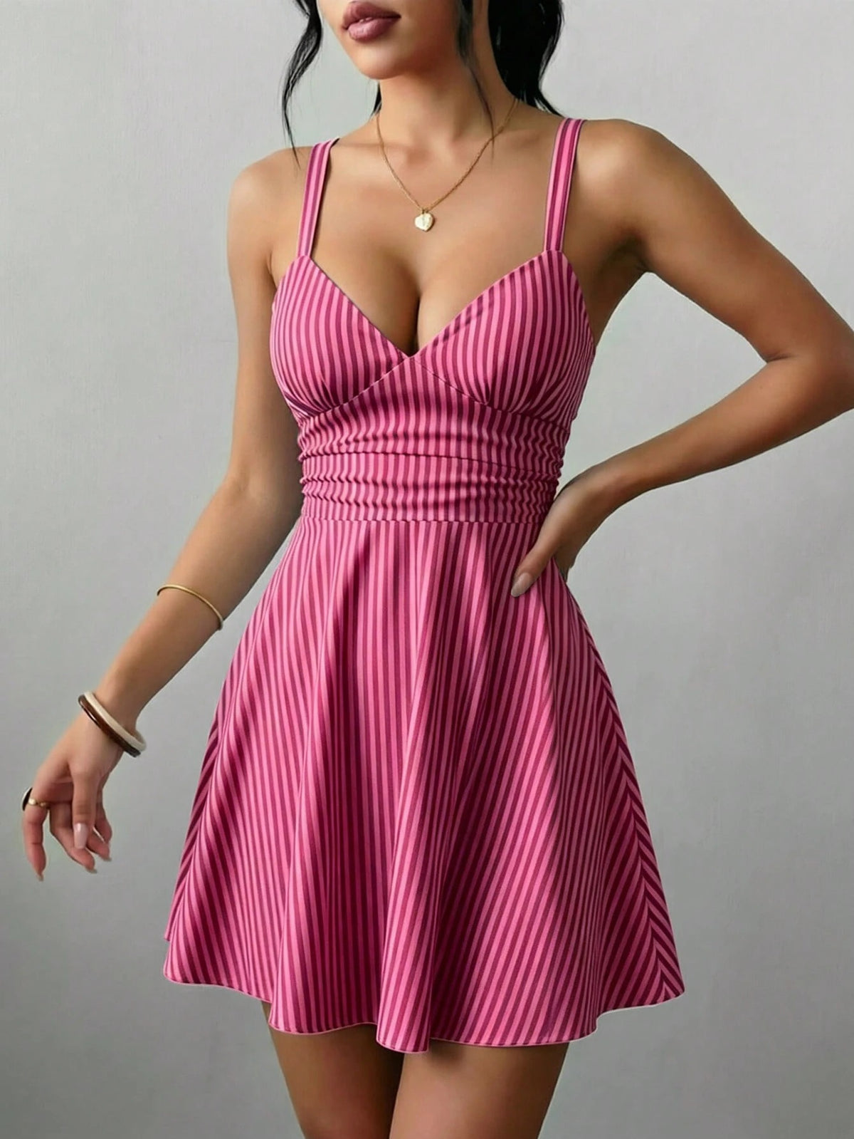 Skater Mini Dress — Pink