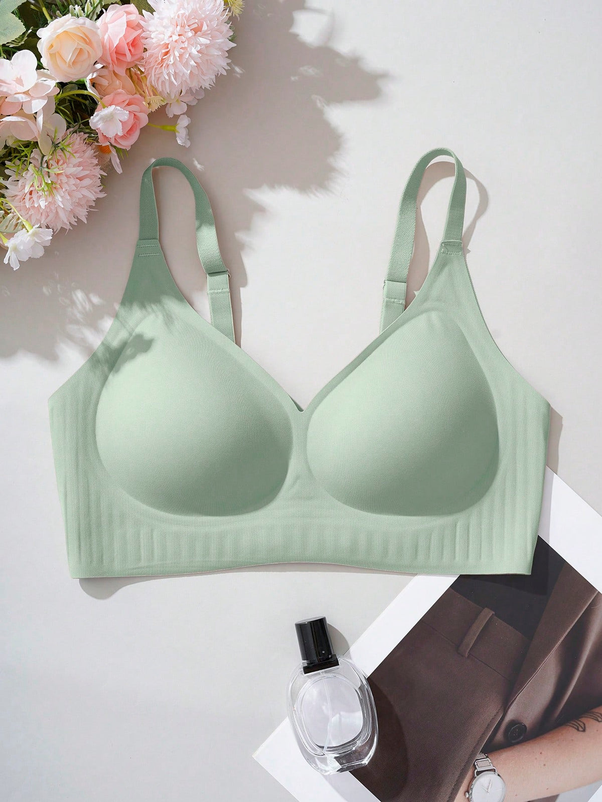 Seamless Soft-Cup Bra — Mint