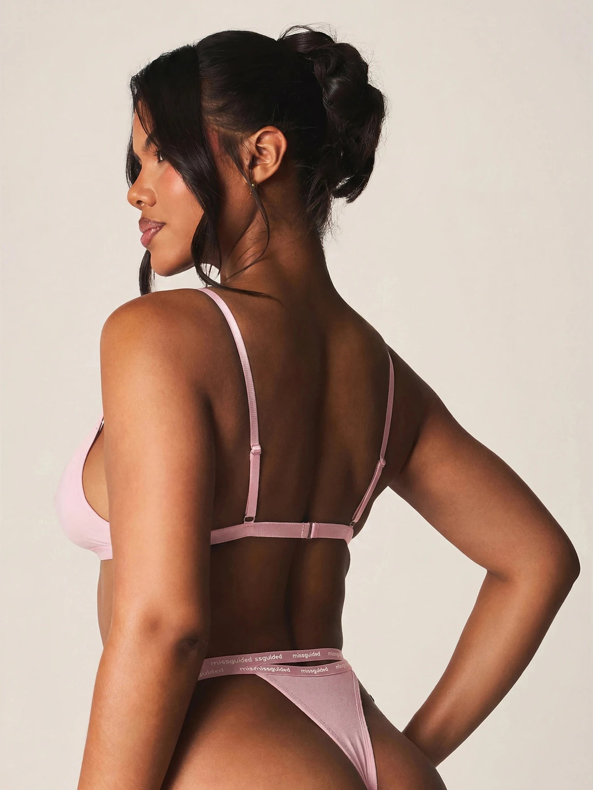 Lace-Trim Triangle Bralette — Pink