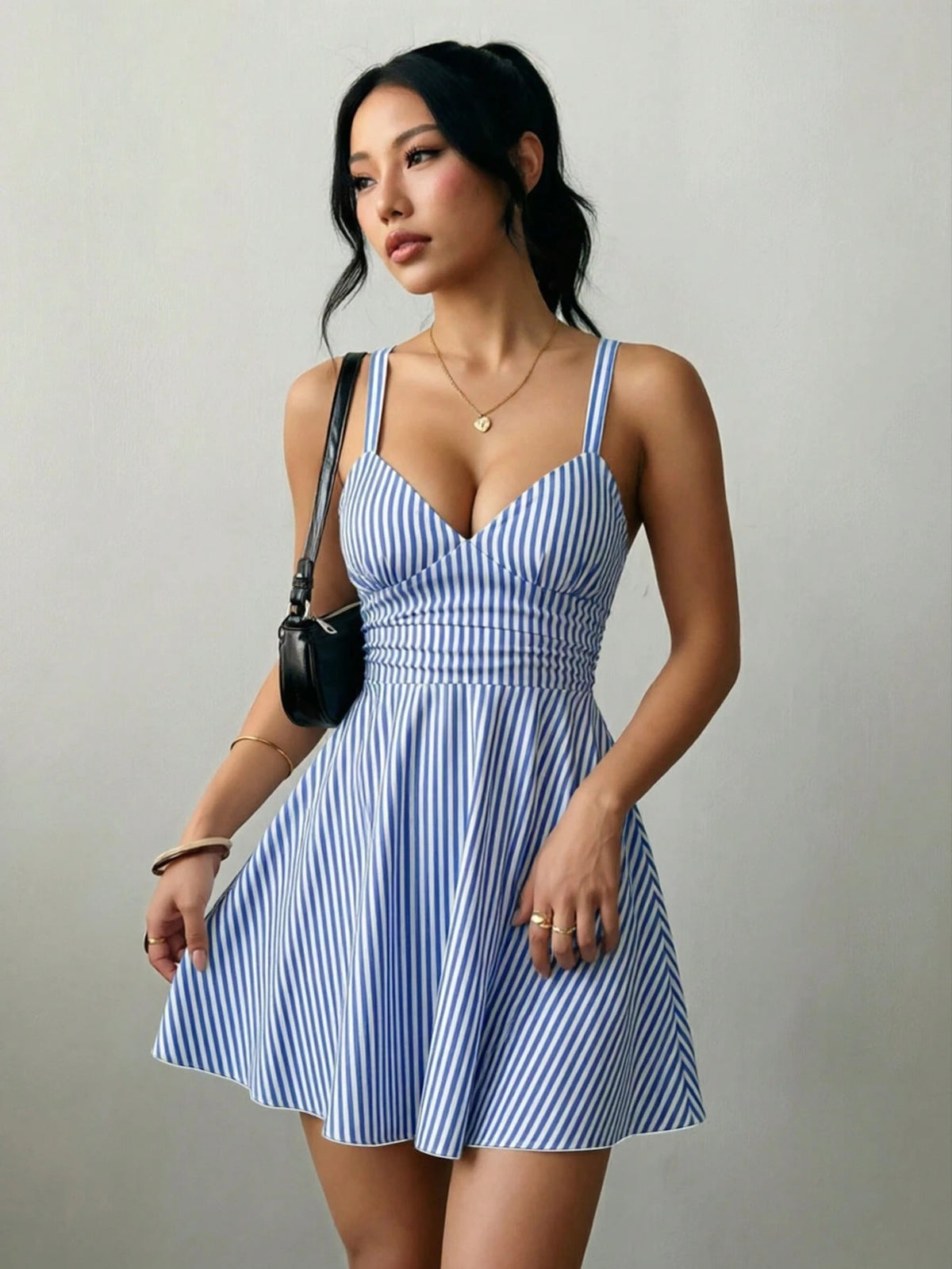 Skater Mini Dress — Blue