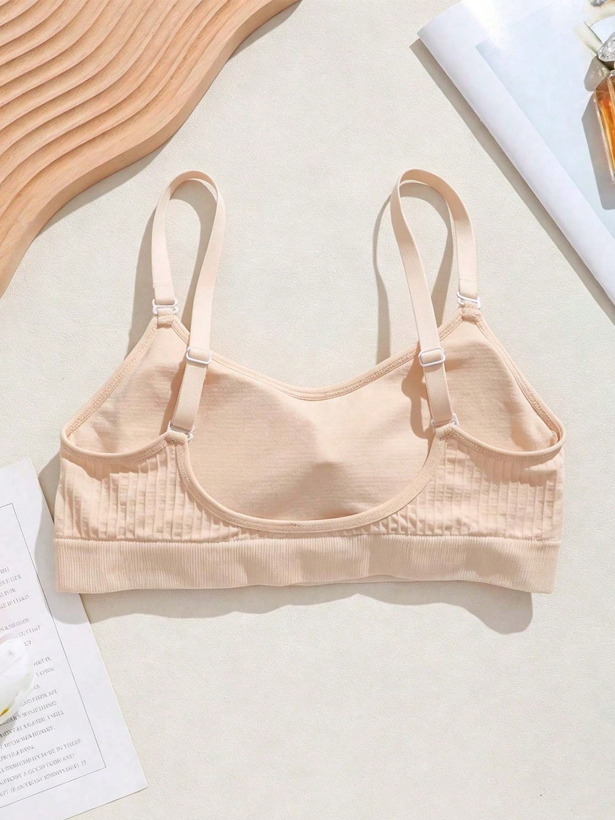 Ribbed U-Back Bra — Beige