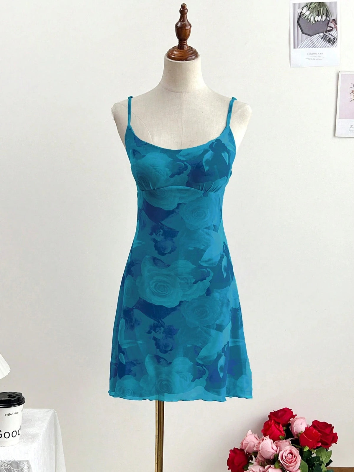 Floral Cami Mini Dress — Teal