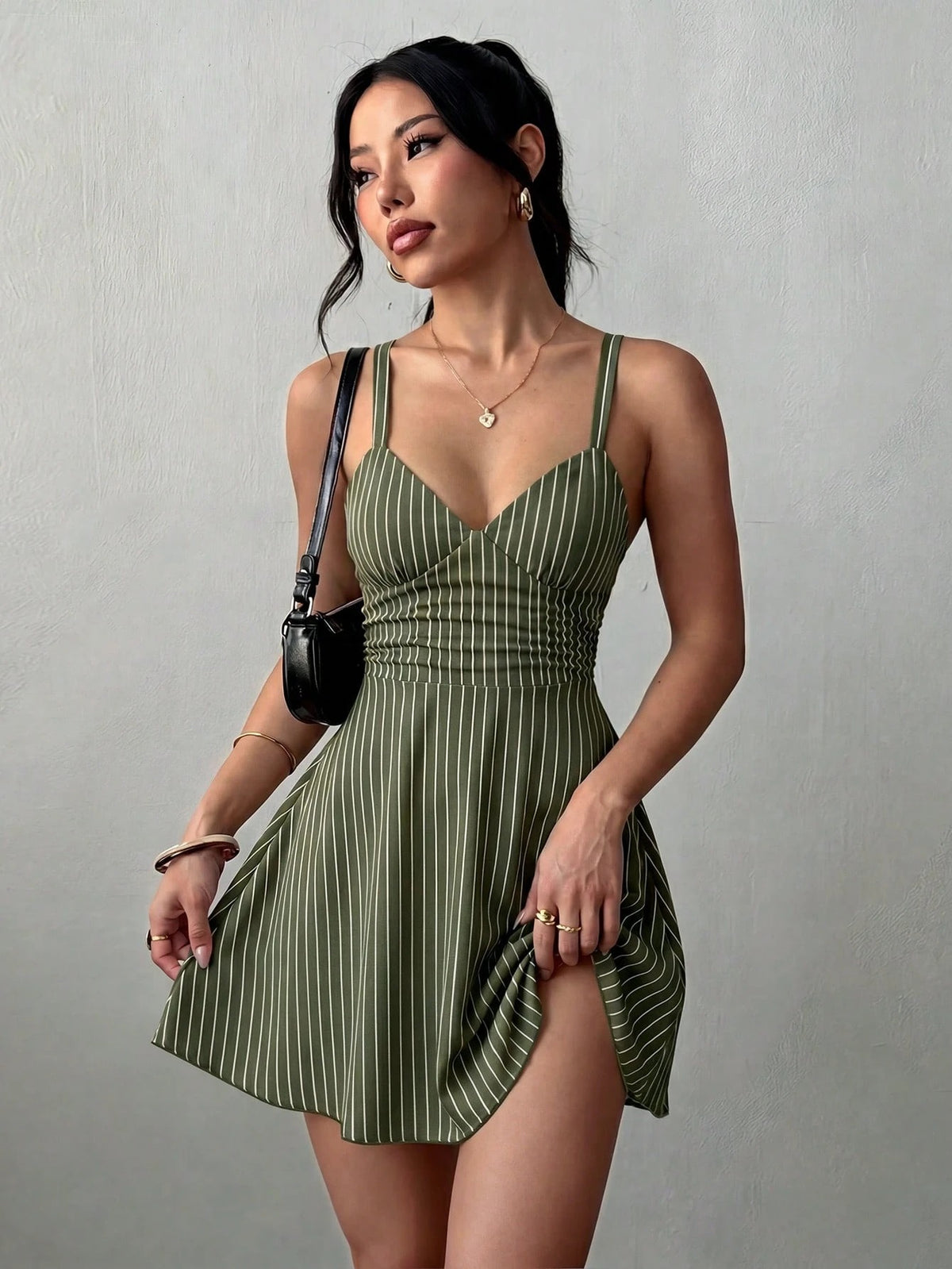 Skater Mini Dress — Green