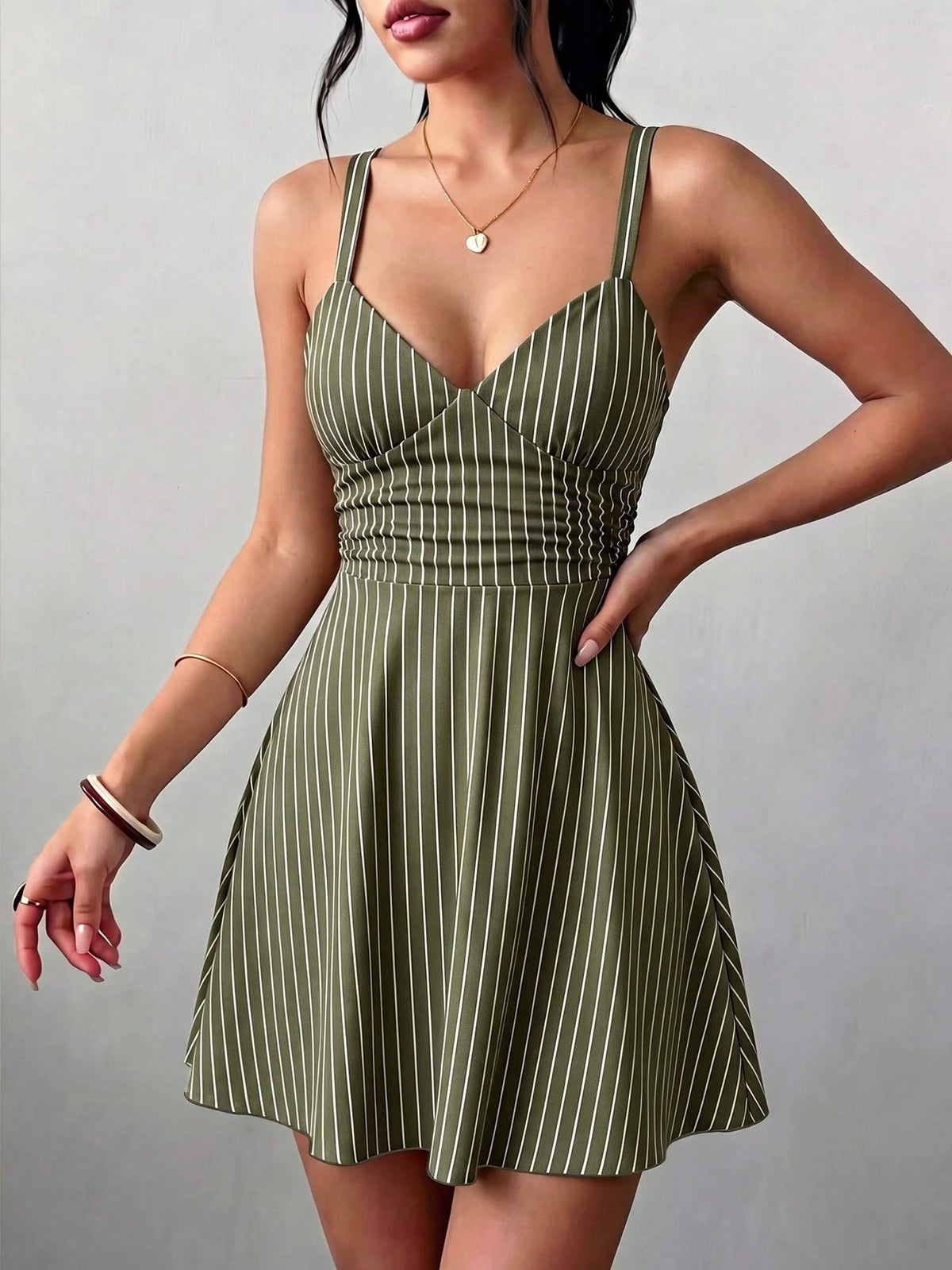 Skater Mini Dress — Green