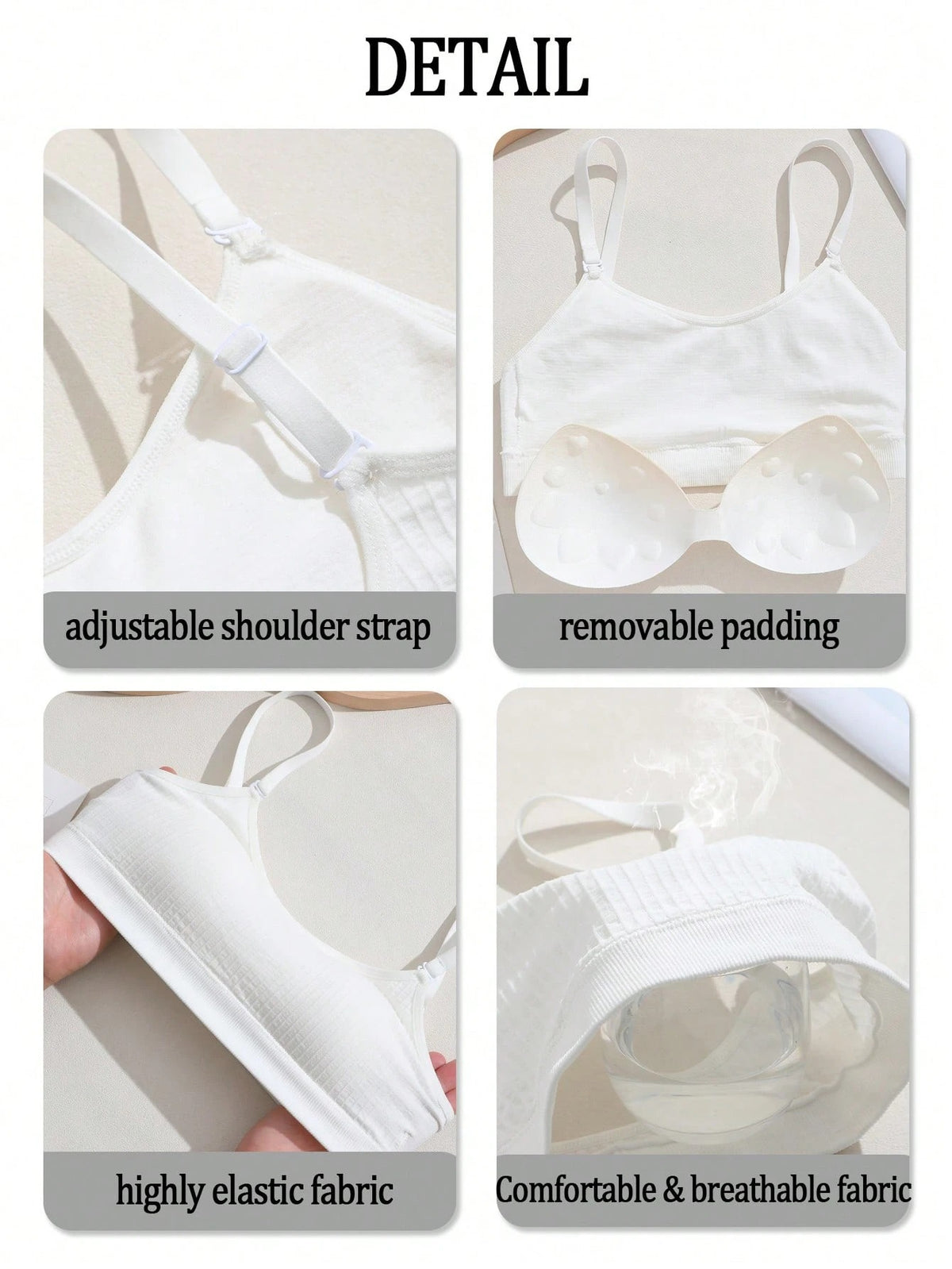Ribbed U-Back Bra — White