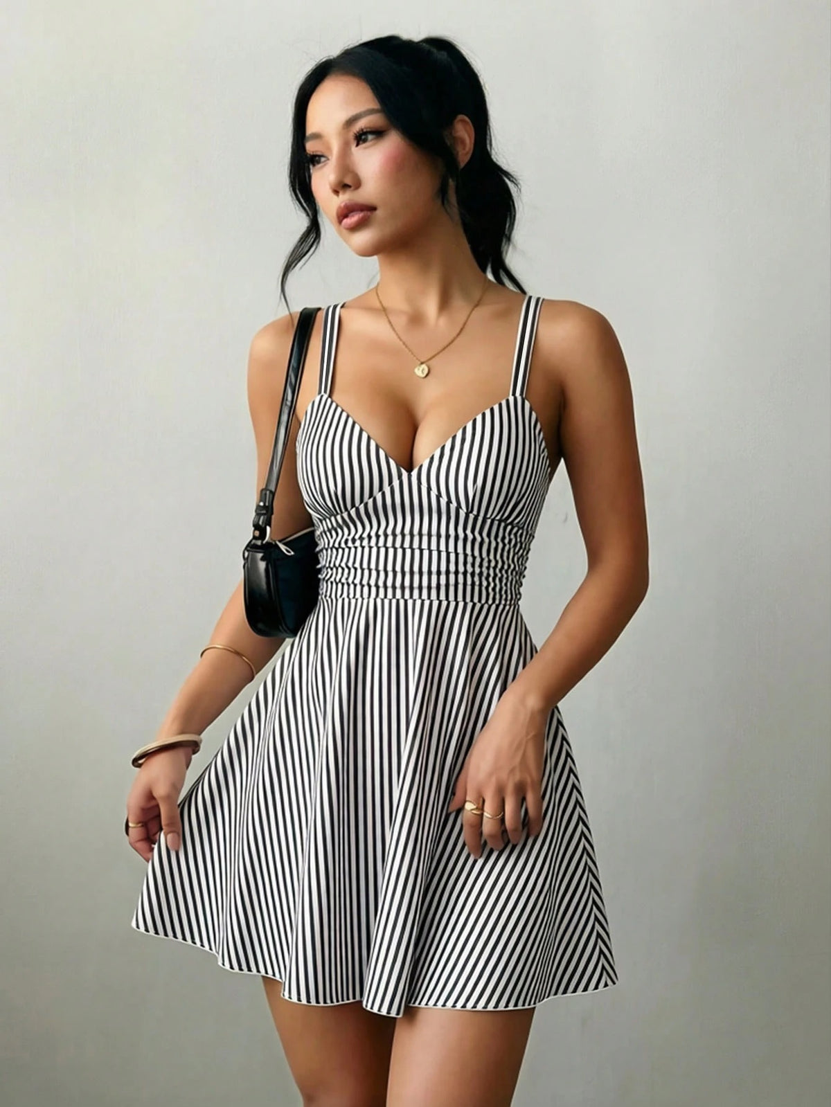 Skater Mini Dress — Black & White