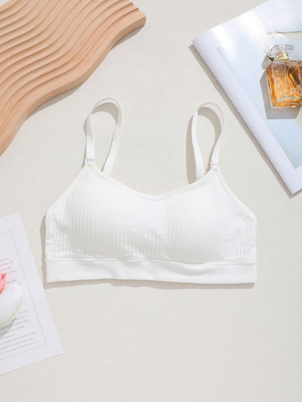 Ribbed U-Back Bra — White