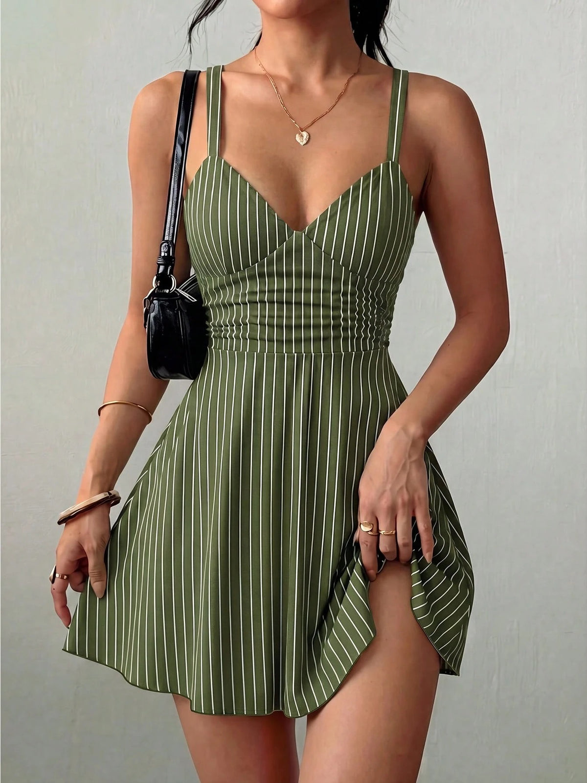 Skater Mini Dress — Green
