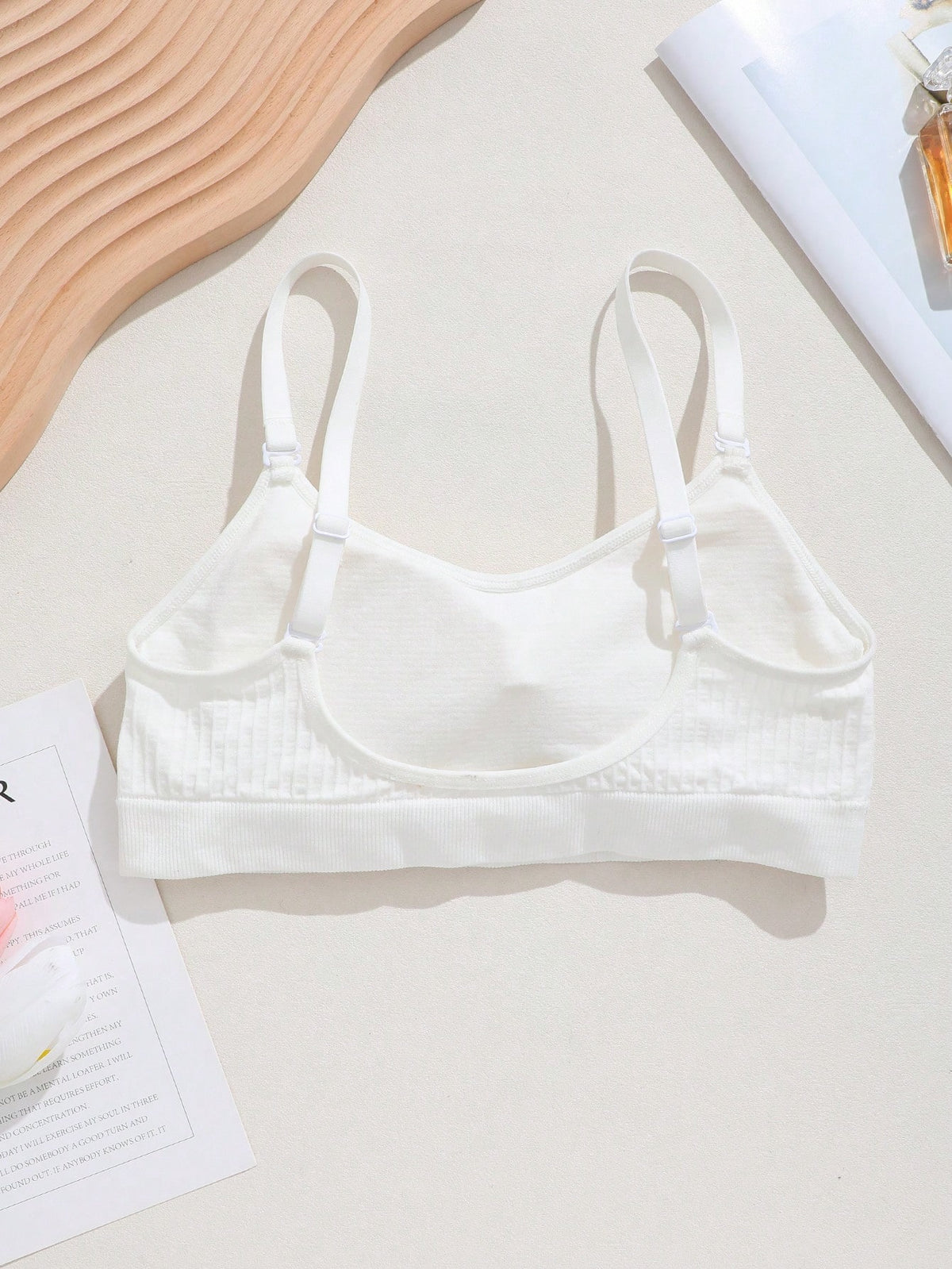 Ribbed U-Back Bra — White