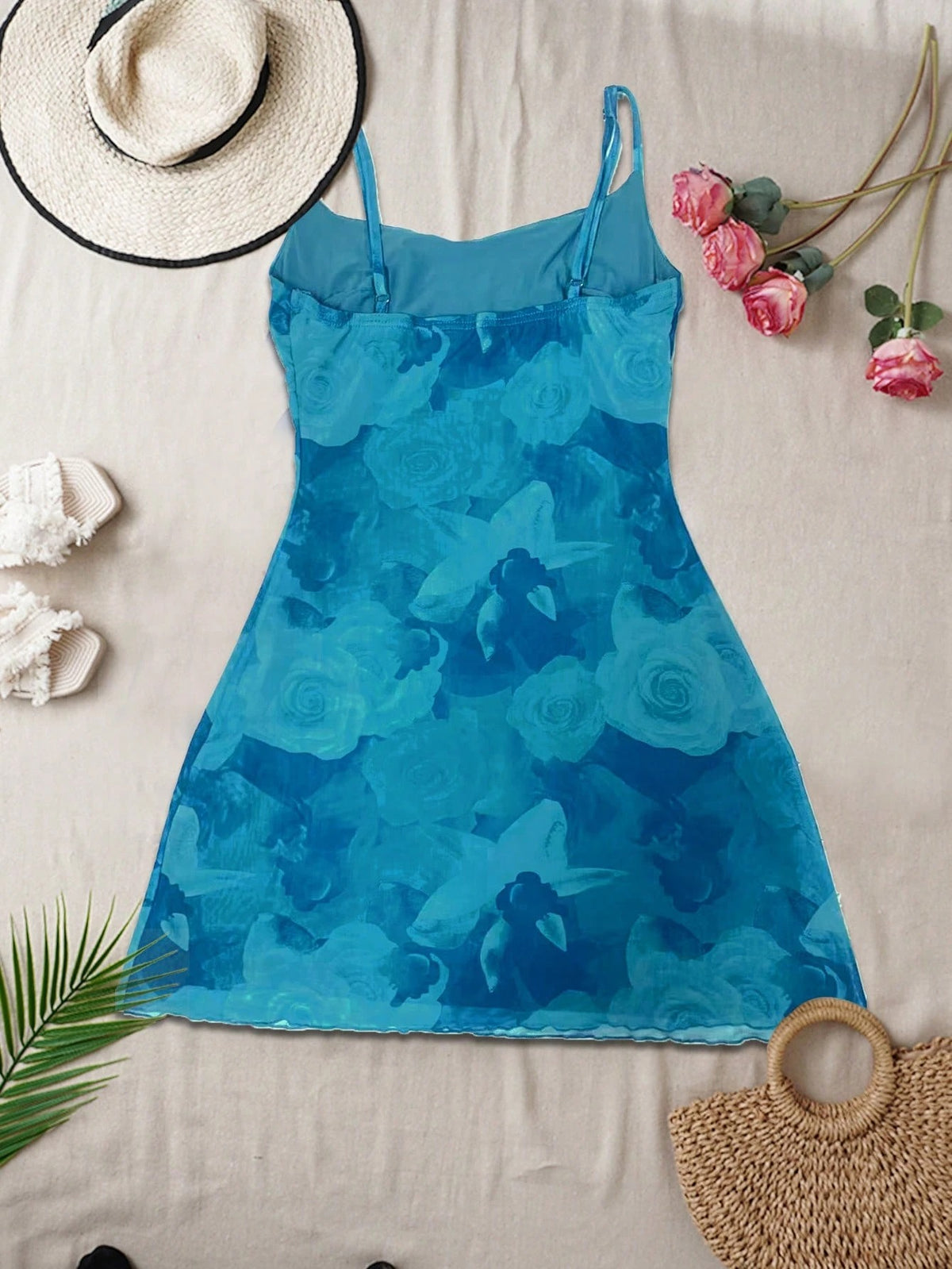 Floral Cami Mini Dress — Teal