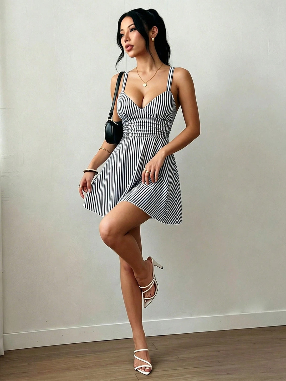 Skater Mini Dress — Black & White