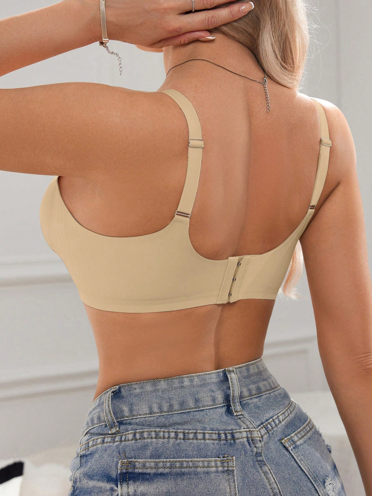 Seamless Soft-Cup Bra — Apricot