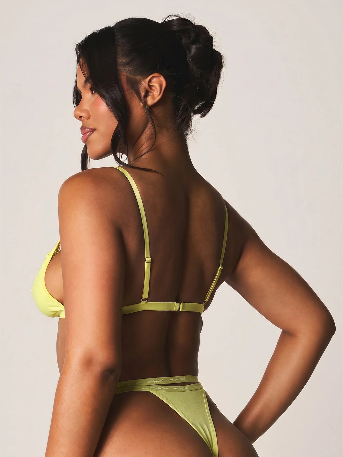 Lace-Trim Triangle Bralette — Yellow