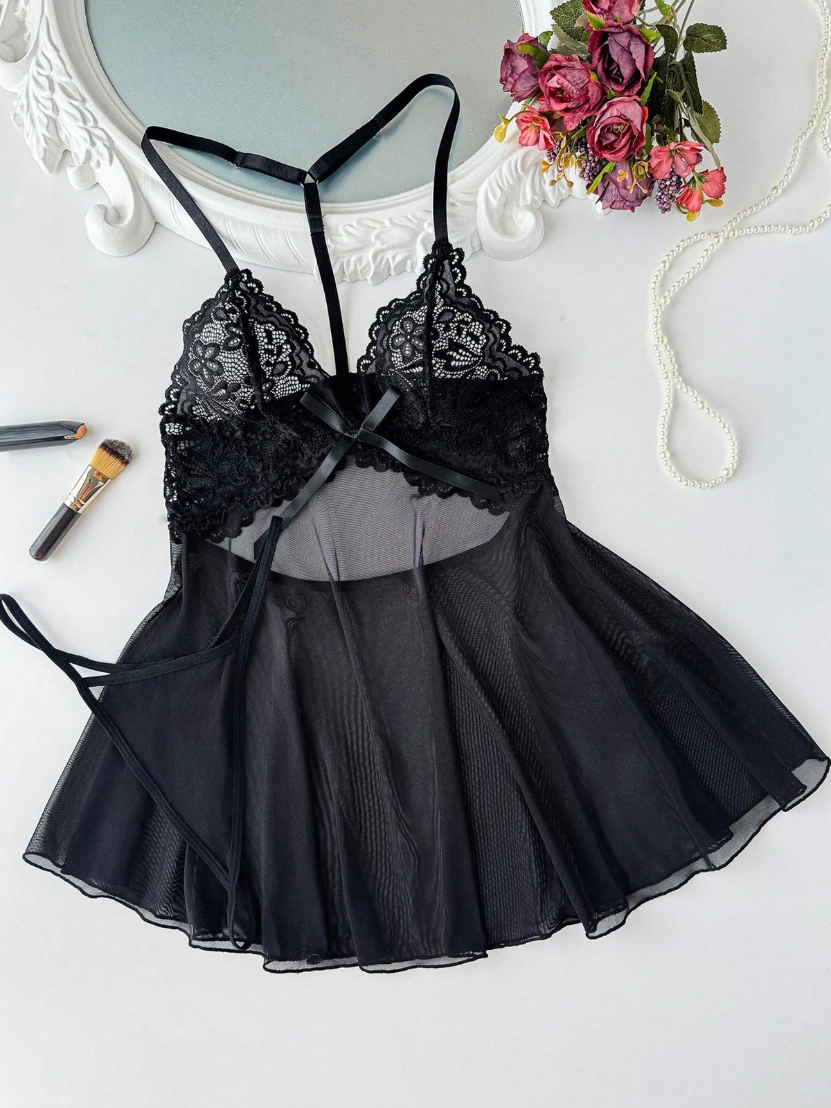 Lace Chemise Slip — Black