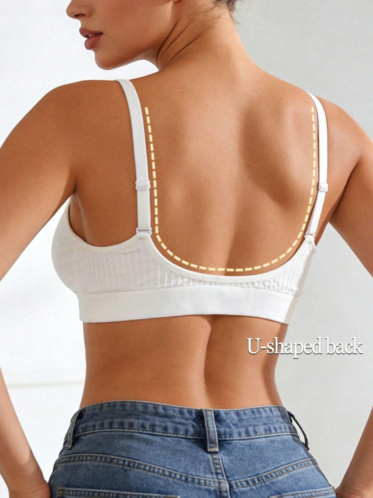 Ribbed U-Back Bra — White