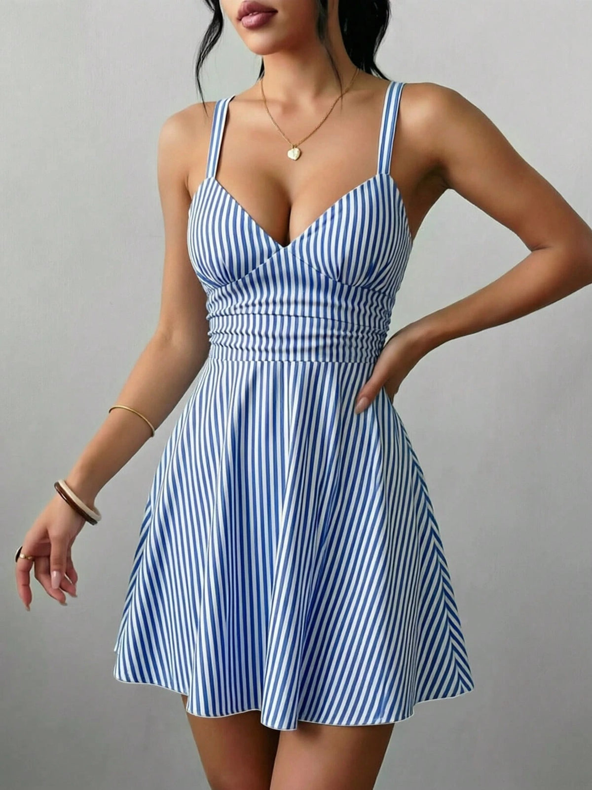 Skater Mini Dress — Blue