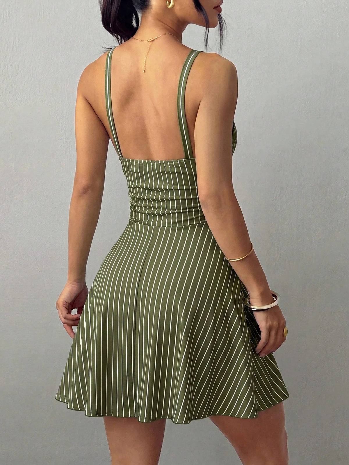 Skater Mini Dress — Green