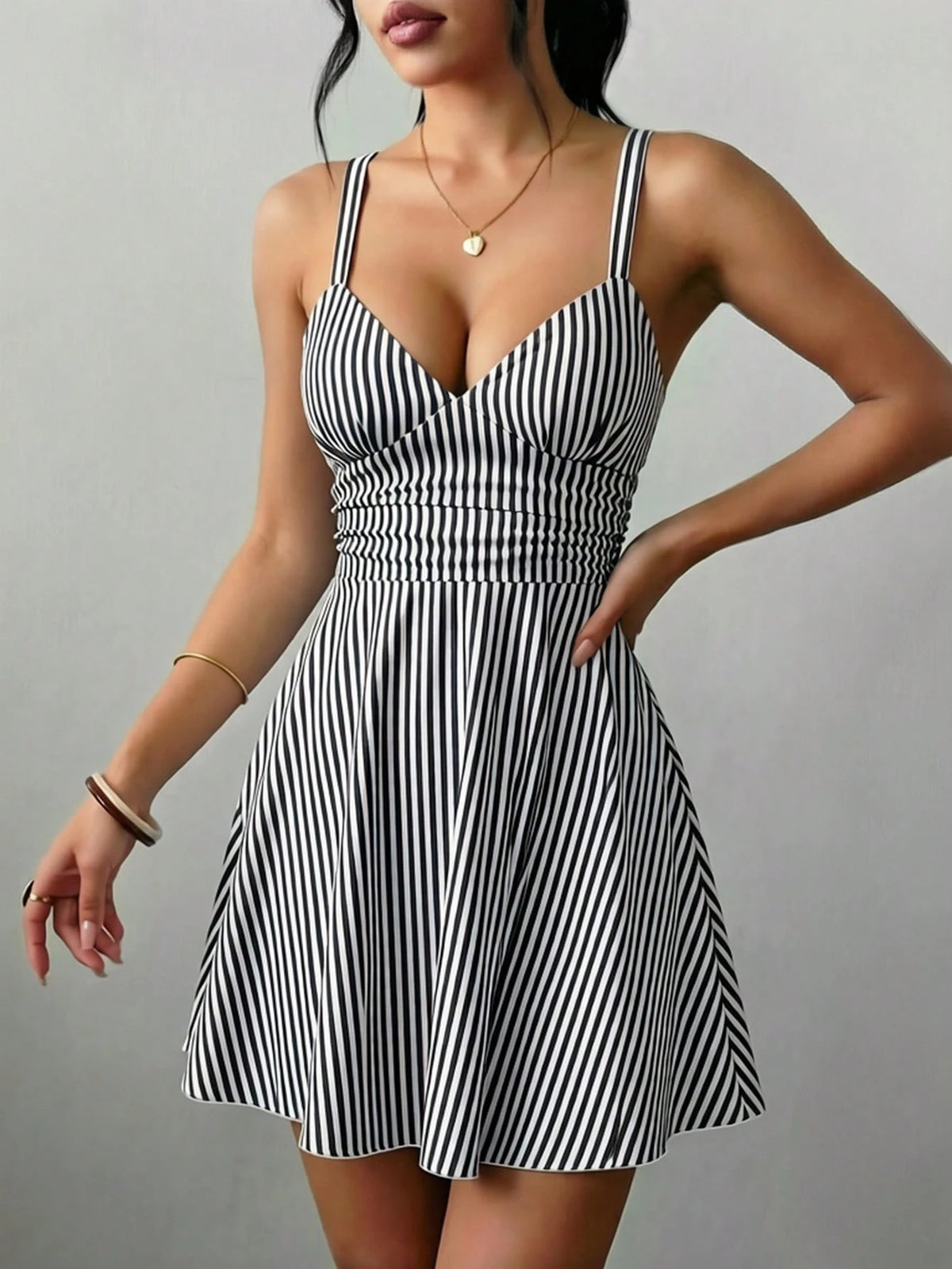 Skater Mini Dress — Black & White